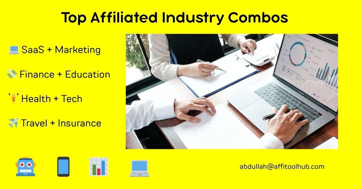 Top affiliated industry examples in affiliate marketing for SaaS, finance, health, and travel sectors