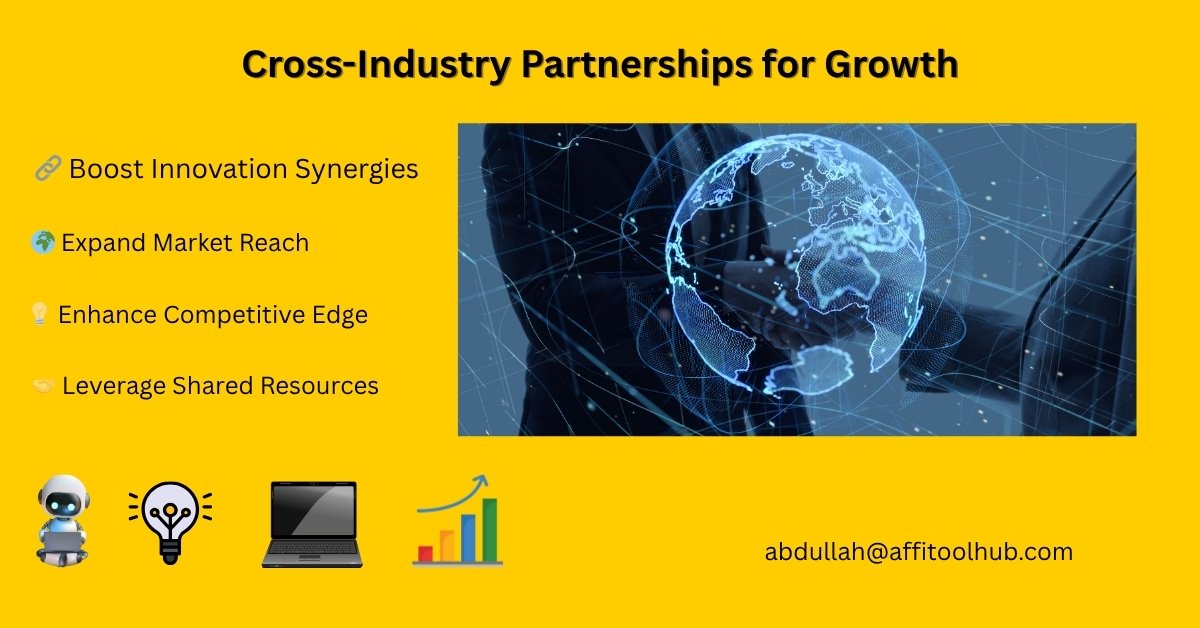 Business leaders discussing cross-industry collaboration strategies to drive innovation and market expansion